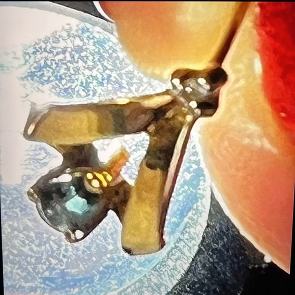 Genuine Sapphire and Diamond 14K Gold Earrings - Picture 4 of 8